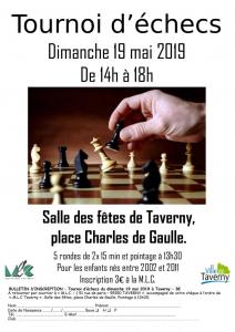 Tournoi d'echecs Jeunes de Taverny - Dimanche 19 mai 2019 (13h30-18h)